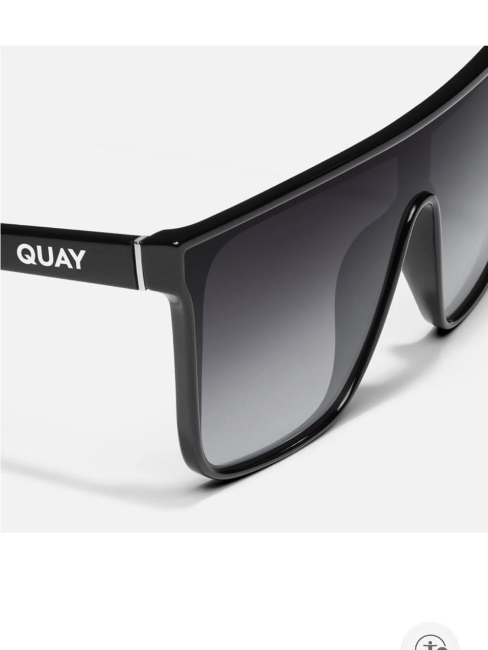 Quay Australia Black Shield Sunglasses with Gradient Smoke Lenses